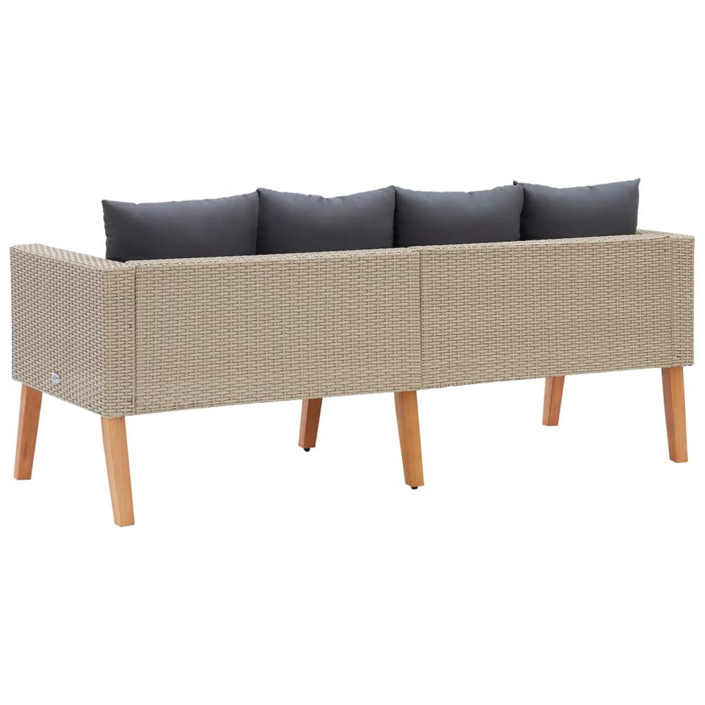 vidaXL 2-Seater Garden Sofa with Cushions Poly Rattan Beige, 310215