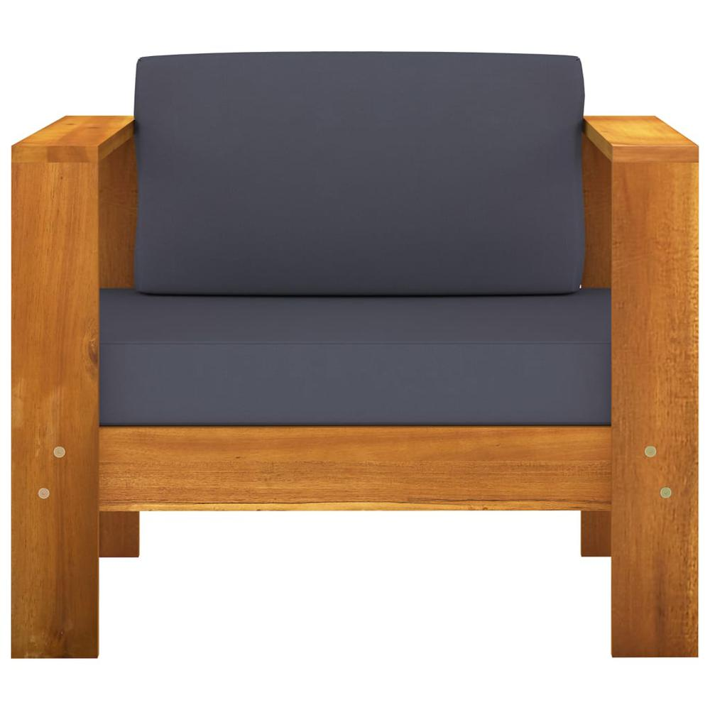 vidaXL Garden Sofa Chair with Cushion Dark Gray Solid Acacia Wood 0634