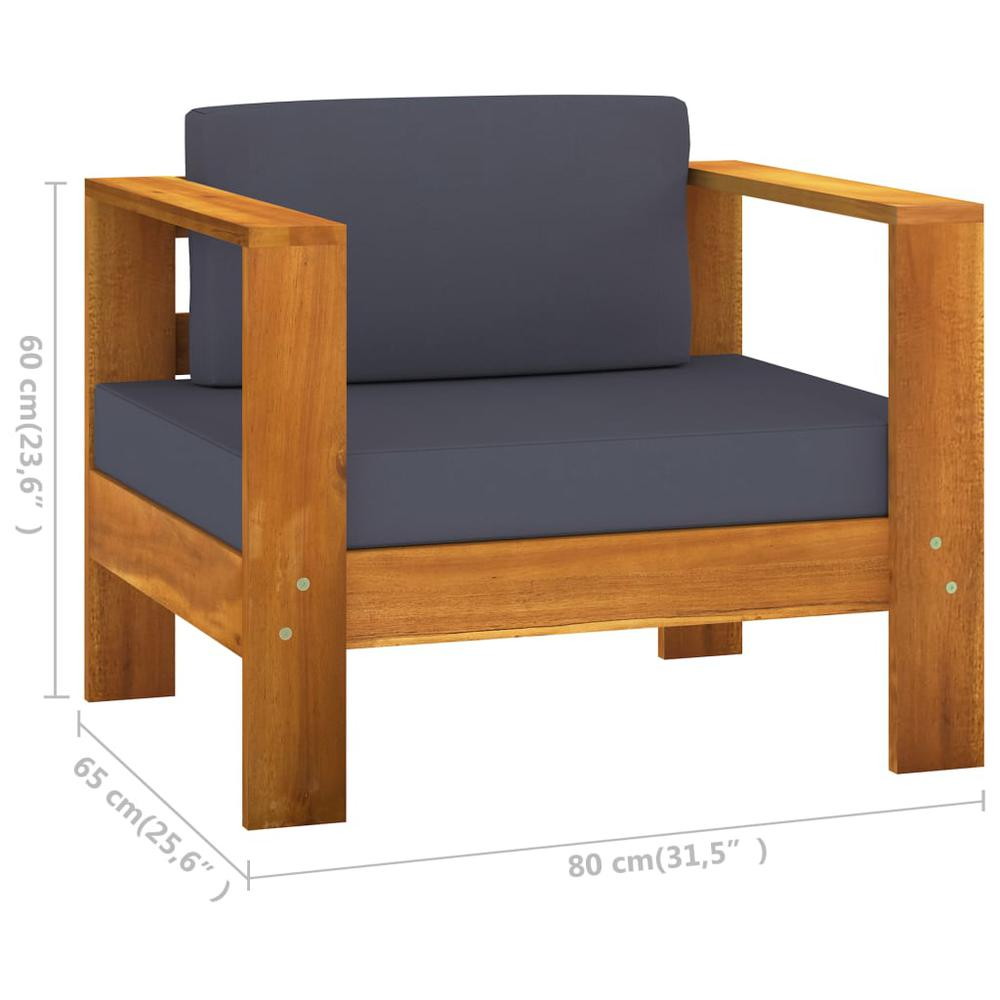 vidaXL Garden Sofa Chair with Cushion Dark Gray Solid Acacia Wood 0634