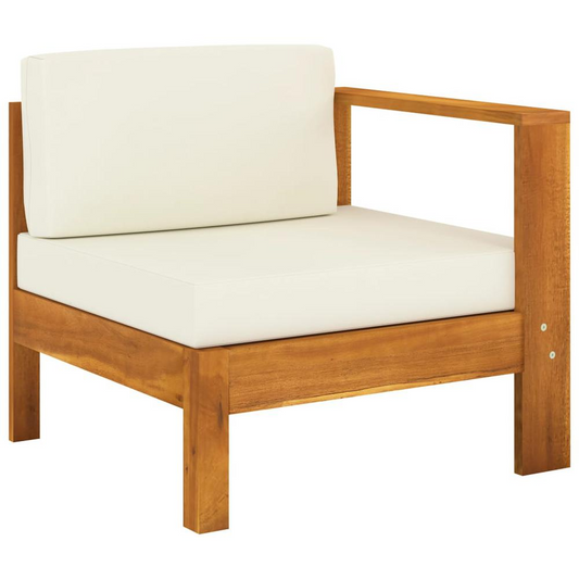 vidaXL Middle Sofa with 1 Armrest Cream White Solid Acacia Wood 0642