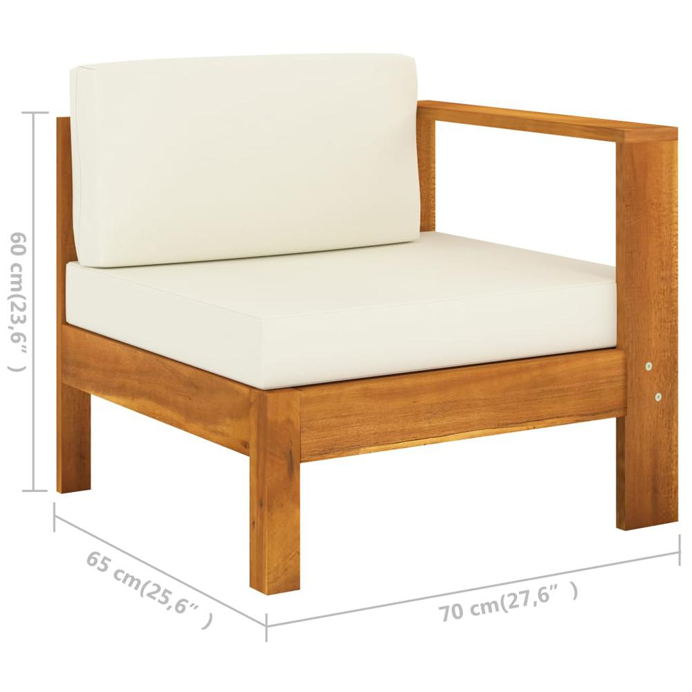 vidaXL Middle Sofa with 1 Armrest Cream White Solid Acacia Wood 0642