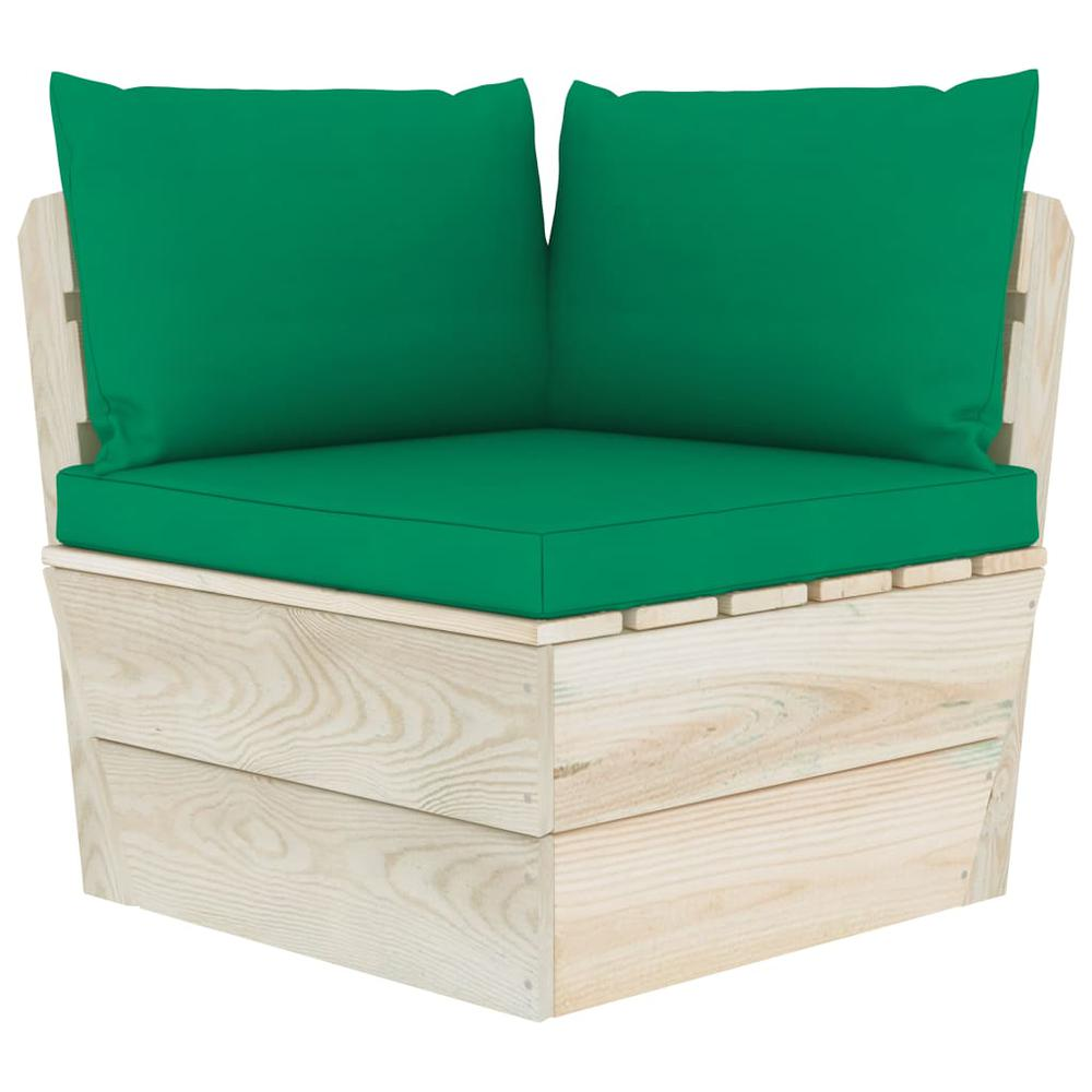vidaXL Pallet Sofa Cushions 3 pcs Green Fabric, 315069
