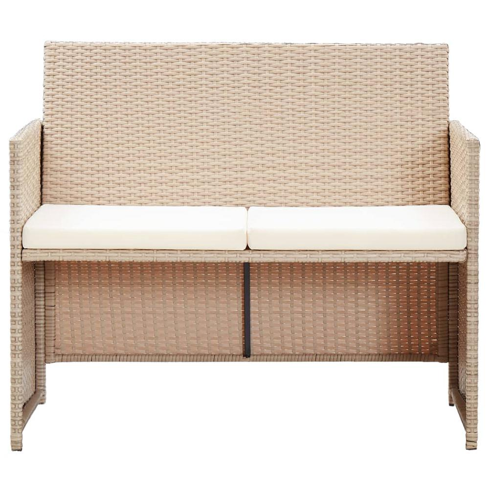 vidaXL 2 Seater Garden Sofa with Cushions Beige Poly Rattan 6000