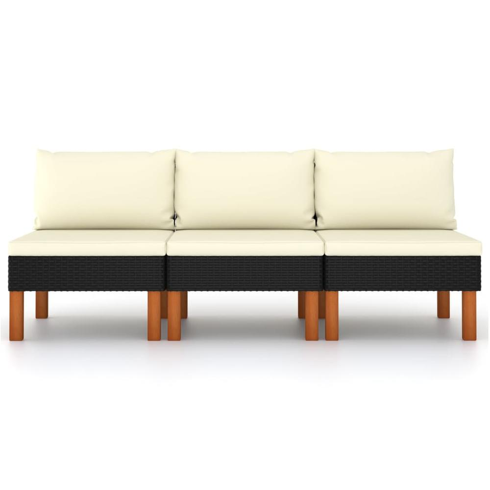 vidaXL Middle Sofas 3 pcs Poly Rattan and Solid Eucalyptus Wood 5768