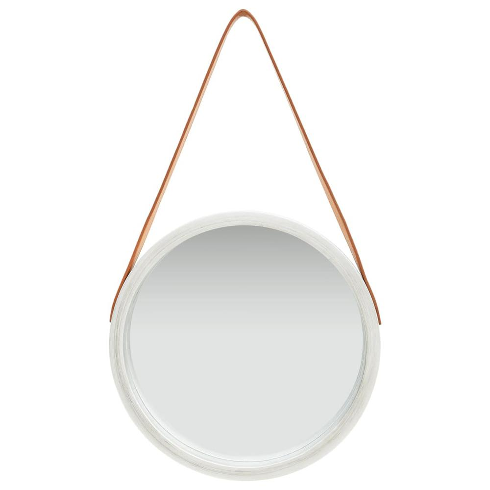 vidaXL Wall Mirror with Strap 15.7" Silver, 320362