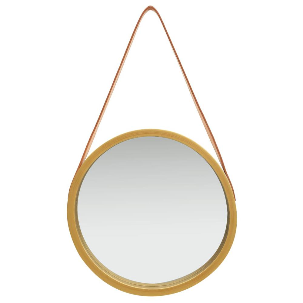 vidaXL Wall Mirror with Strap 15.7" Gold, 320361