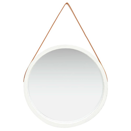 vidaXL Wall Mirror with Strap 23.6" White, 320368