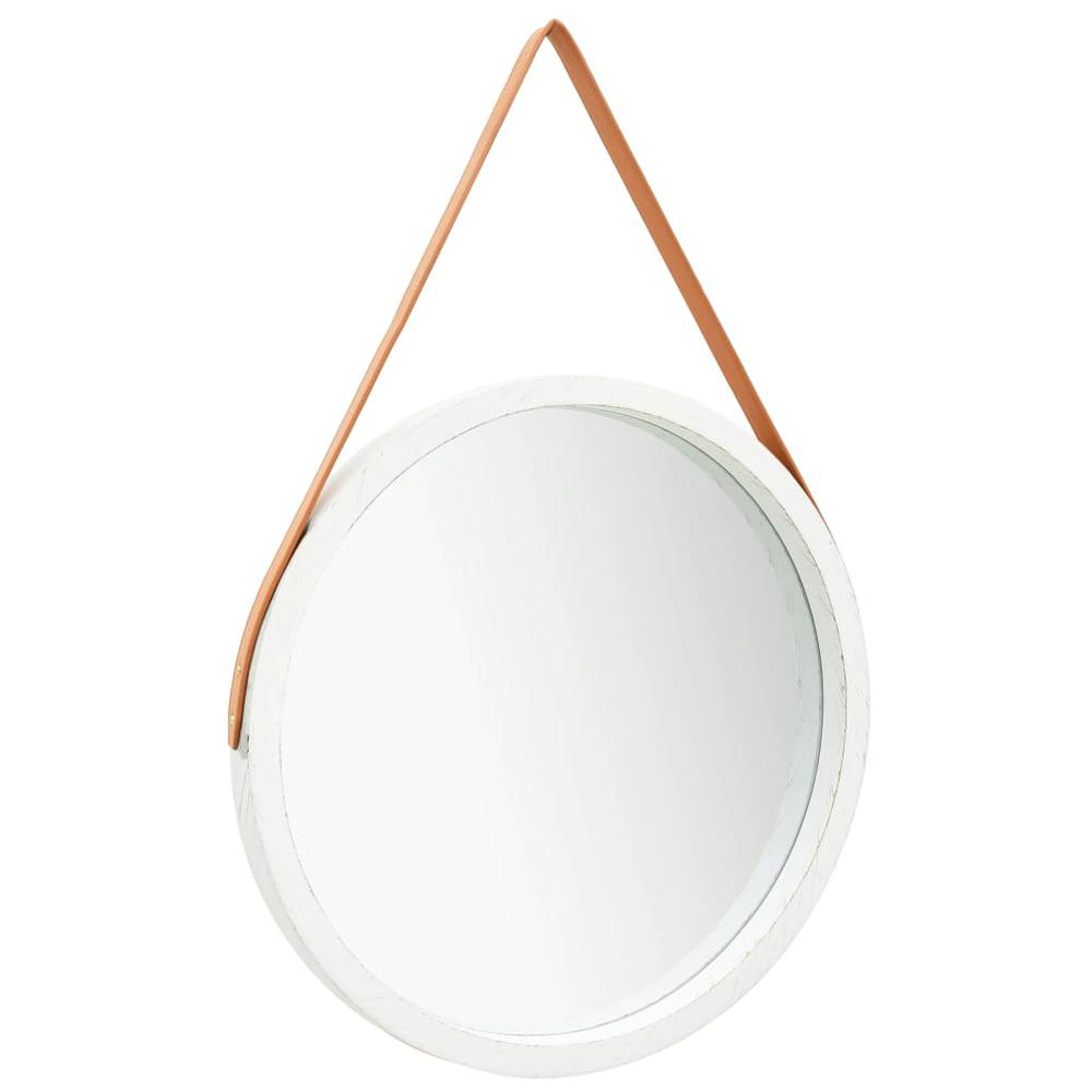 vidaXL Wall Mirror with Strap 23.6" White, 320368
