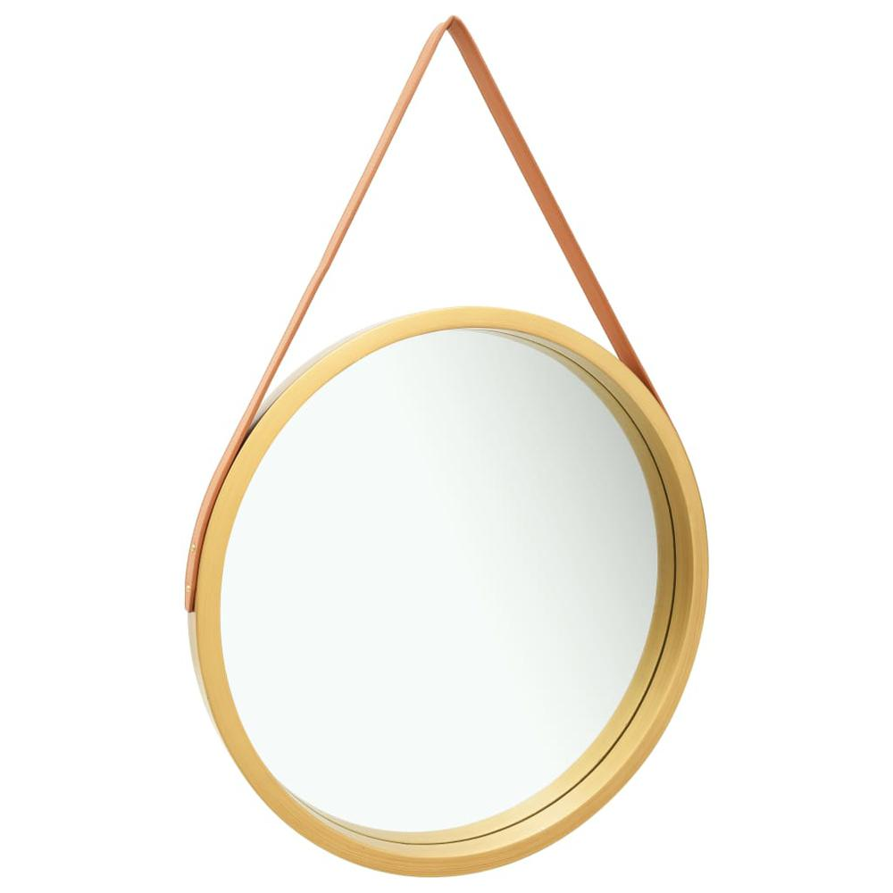 vidaXL Wall Mirror with Strap 23.6" Gold, 320369