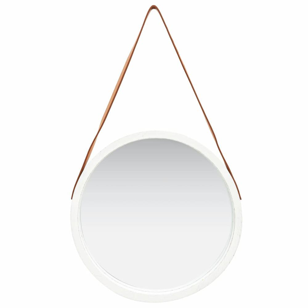 vidaXL Wall Mirror with Strap 16.7" White, 320364