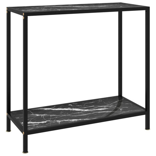 vidaXL Console Table Black 31.5"x13.8"x29.5" Tempered Glass 2834