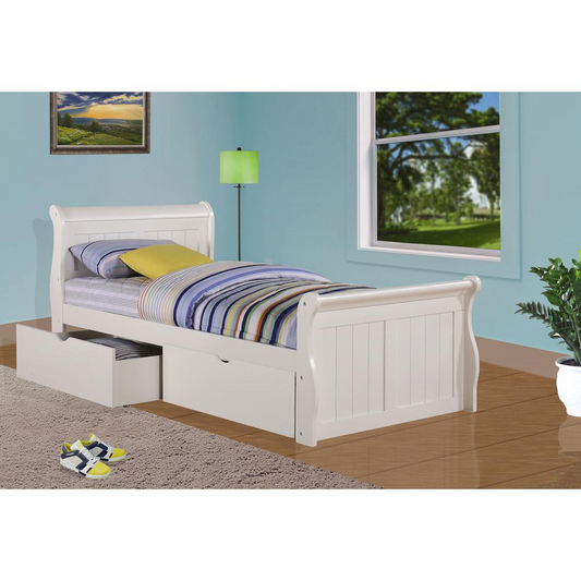 Twin Sleigh Bed W/Dual Under Bed Drawers