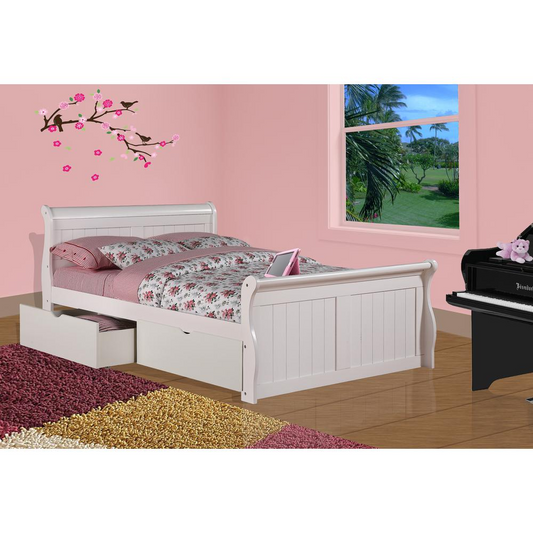 Full Sleigh Bed W/Dual Under Bed Drawers