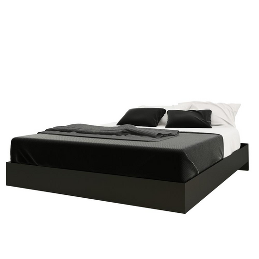 Sinatra 3 Piece Queen Size Bedroom Set, Bark Grey and Black