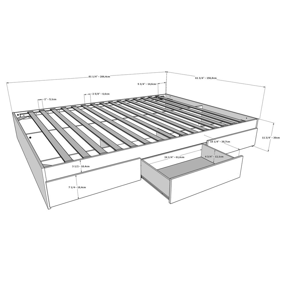 Milton 2 Piece Queen Size Bedroom Set, Bark Grey and White