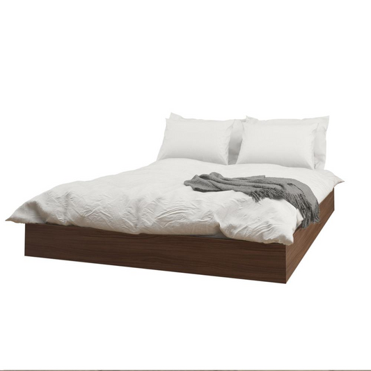 Cactus 4 Piece Queen Size Bedroom Set, Walnut and White