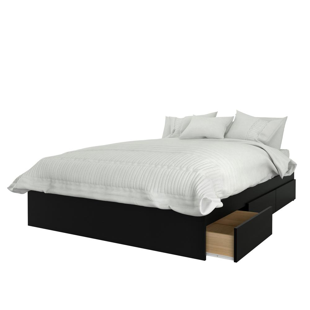 Onyx 4 Piece Full Size Bedroom Set, Walnut and Black