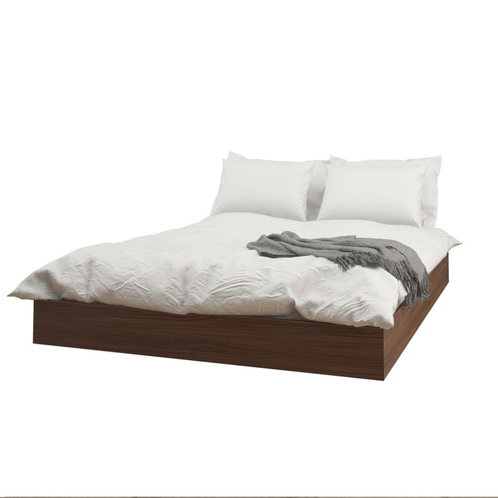 Cactus 3 Piece Queen Size Bedroom Set, Walnut and White