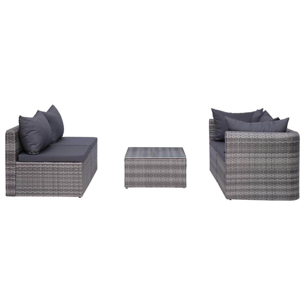 vidaXL 5 Piece Garden Sofa Set with Cushions & Pillows Poly Rattan Gray, 44160