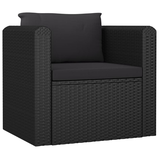 vidaXL Single Sofa with Cushions Poly Rattan Black, 46555