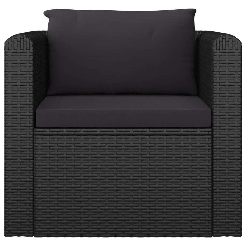 vidaXL Single Sofa with Cushions Poly Rattan Black, 46555