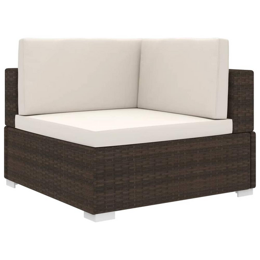 vidaXL Sectional Corner Chair with Cushions Poly Rattan Brown, 48292