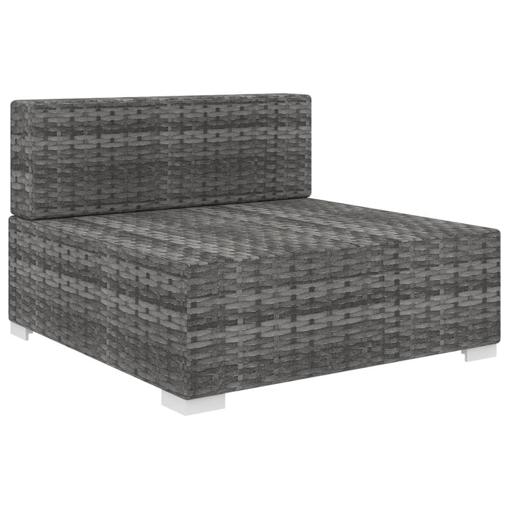 vidaXL Sectional Middle Seat with Cushions Poly Rattan Gray, 48290