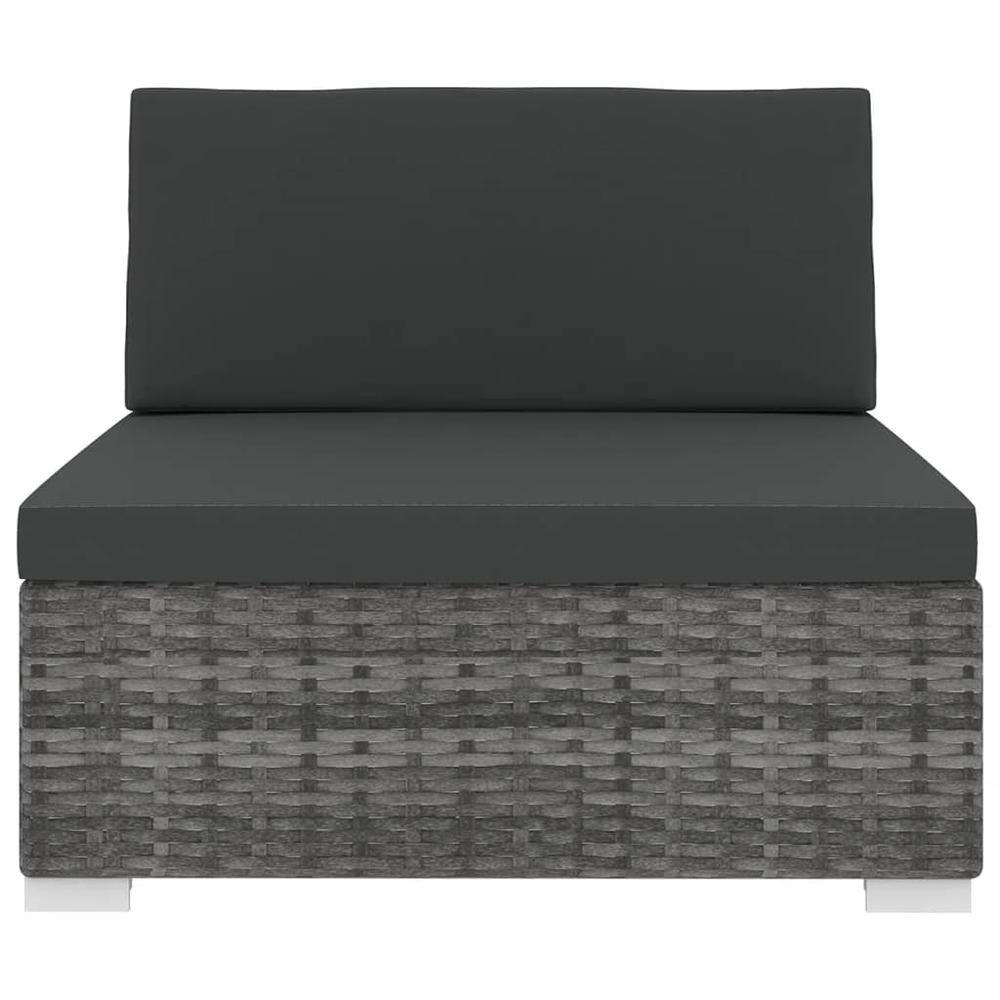 vidaXL Sectional Middle Seat with Cushions Poly Rattan Gray, 48290