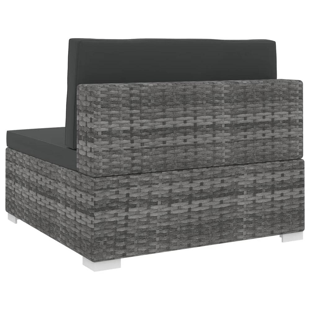 vidaXL Sectional Middle Seat with Cushions Poly Rattan Gray, 48290