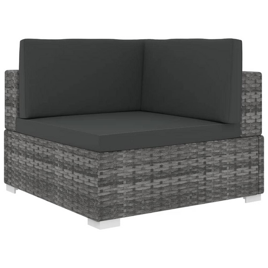 vidaXL Sectional Corner Chair with Cushions Poly Rattan Gray, 48294