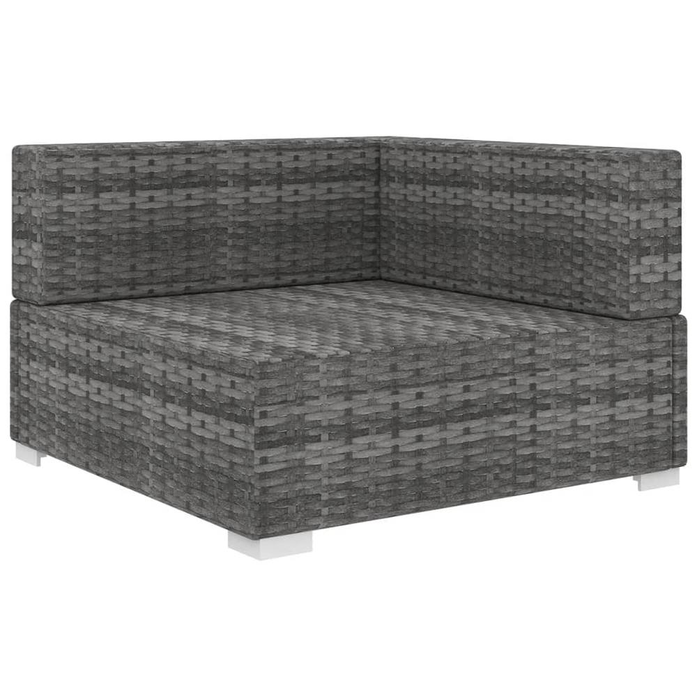 vidaXL Sectional Corner Chair with Cushions Poly Rattan Gray, 48294