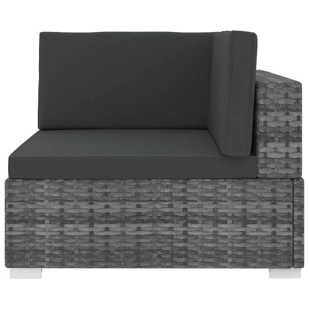 vidaXL Sectional Corner Chair with Cushions Poly Rattan Gray, 48294