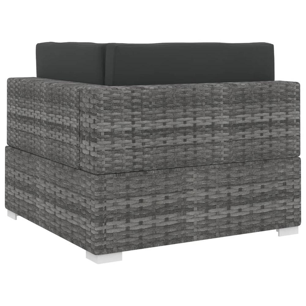 vidaXL Sectional Corner Chair with Cushions Poly Rattan Gray, 48294