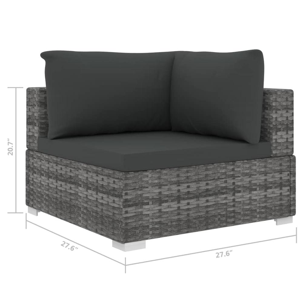 vidaXL Sectional Corner Chair with Cushions Poly Rattan Gray, 48294