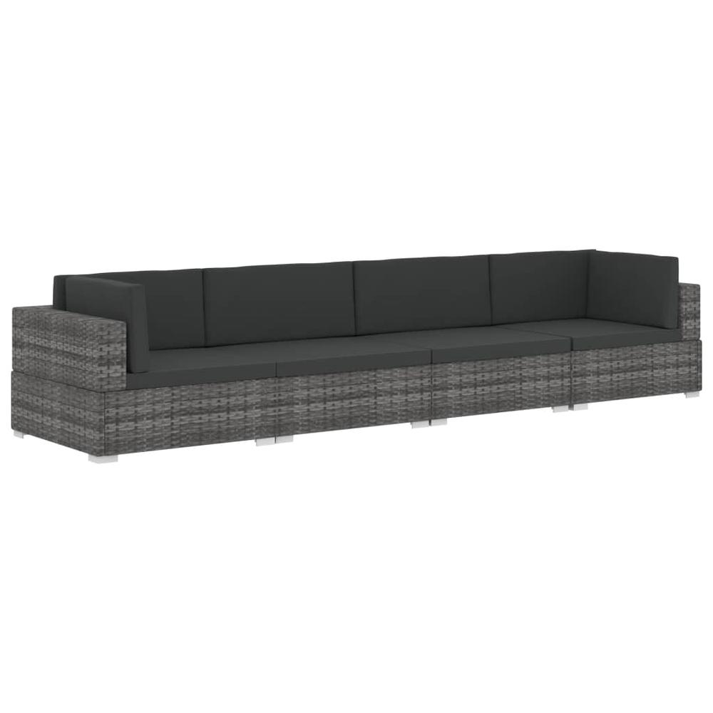 vidaXL 4 Piece Garden Sofa Set with Cushions Poly Rattan Gray, 48327