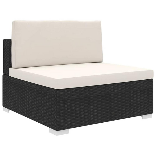 vidaXL Sectional Middle Seat with Cushions Poly Rattan Black, 48289