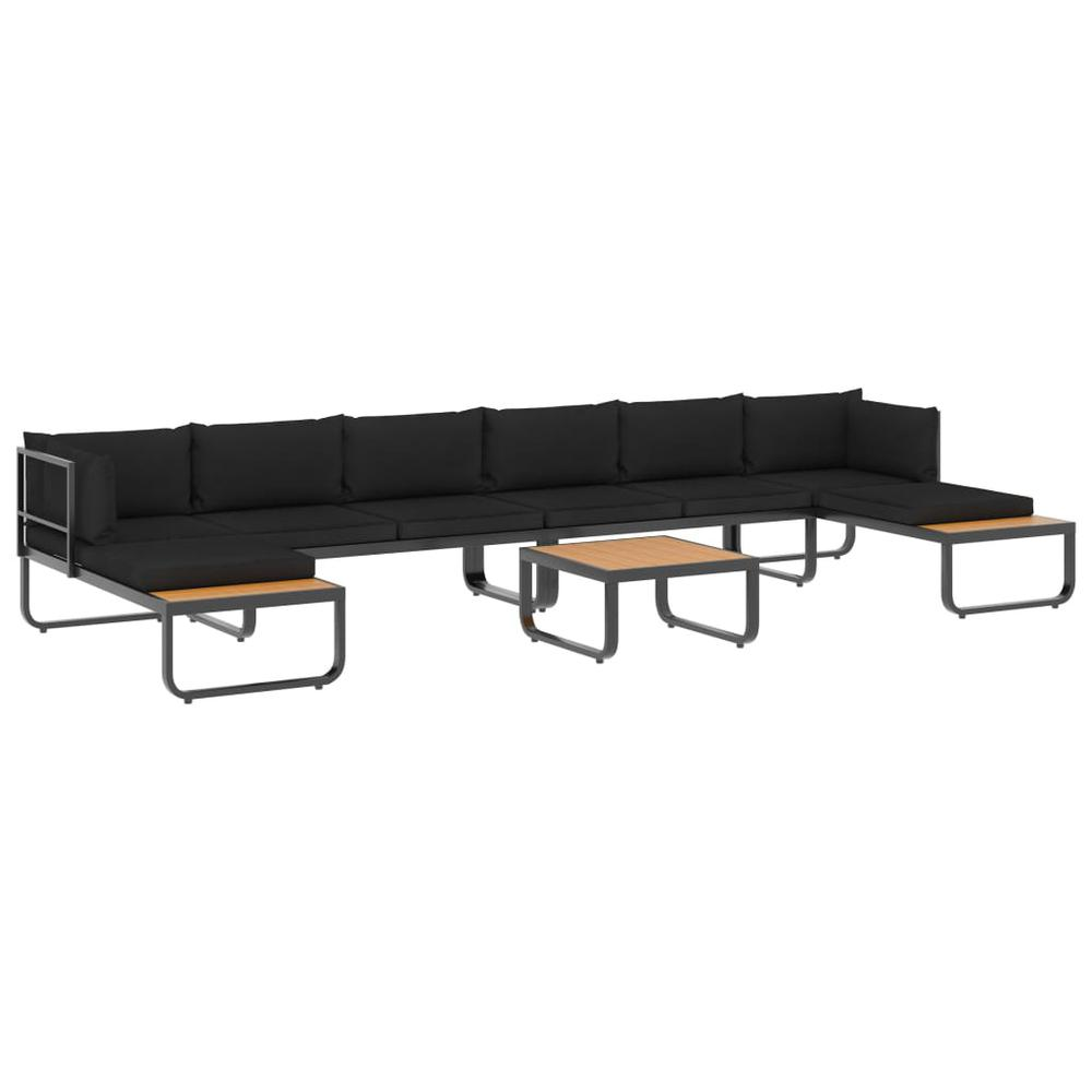 vidaXL 5 Piece Garden Corner Sofa Set with Cushions Aluminum and WPC 8655