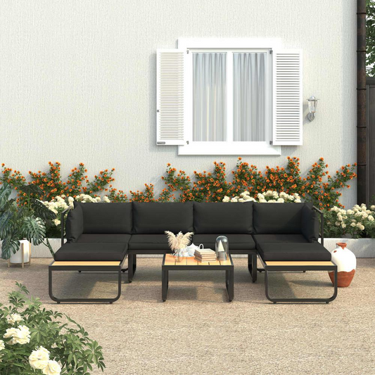 vidaXL 4 Piece Garden Corner Sofa Set with Cushions Aluminum and WPC 8654