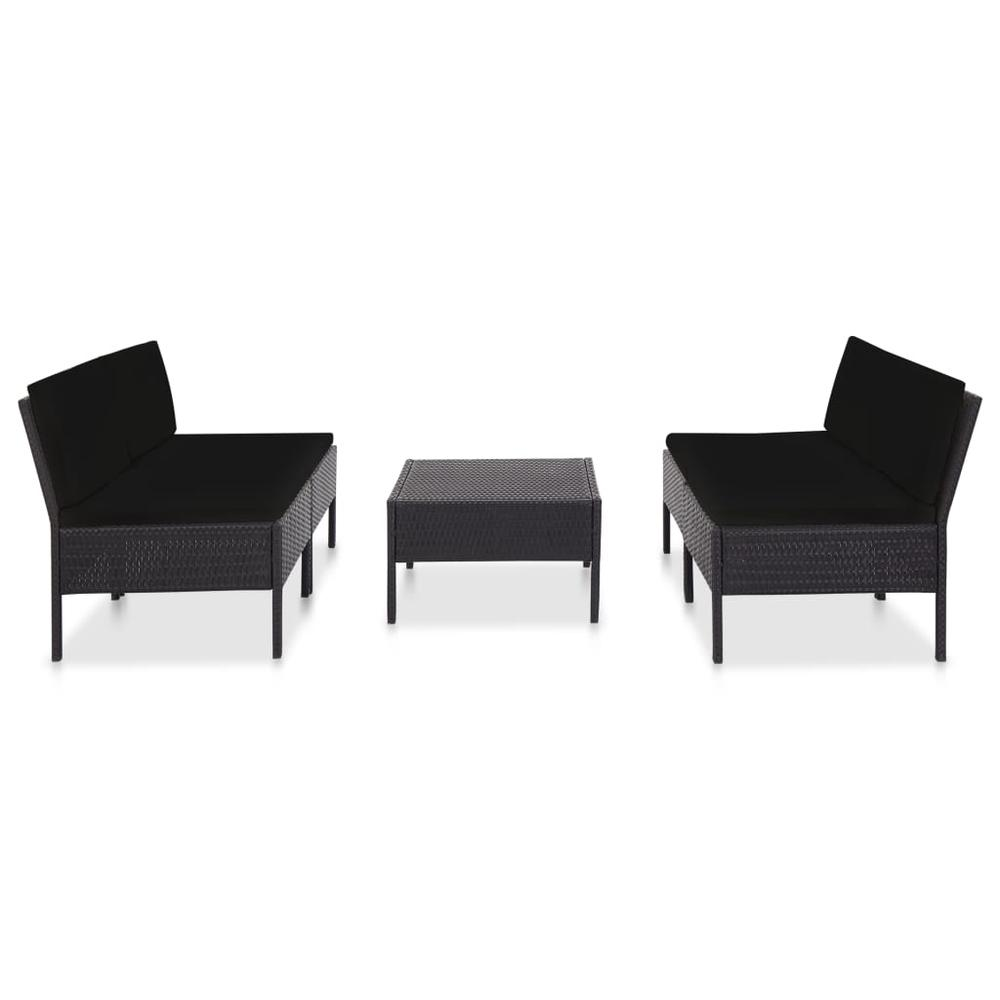 vidaXL 5 Piece Garden Sofa Set with Cushions Poly Rattan Black, 48945