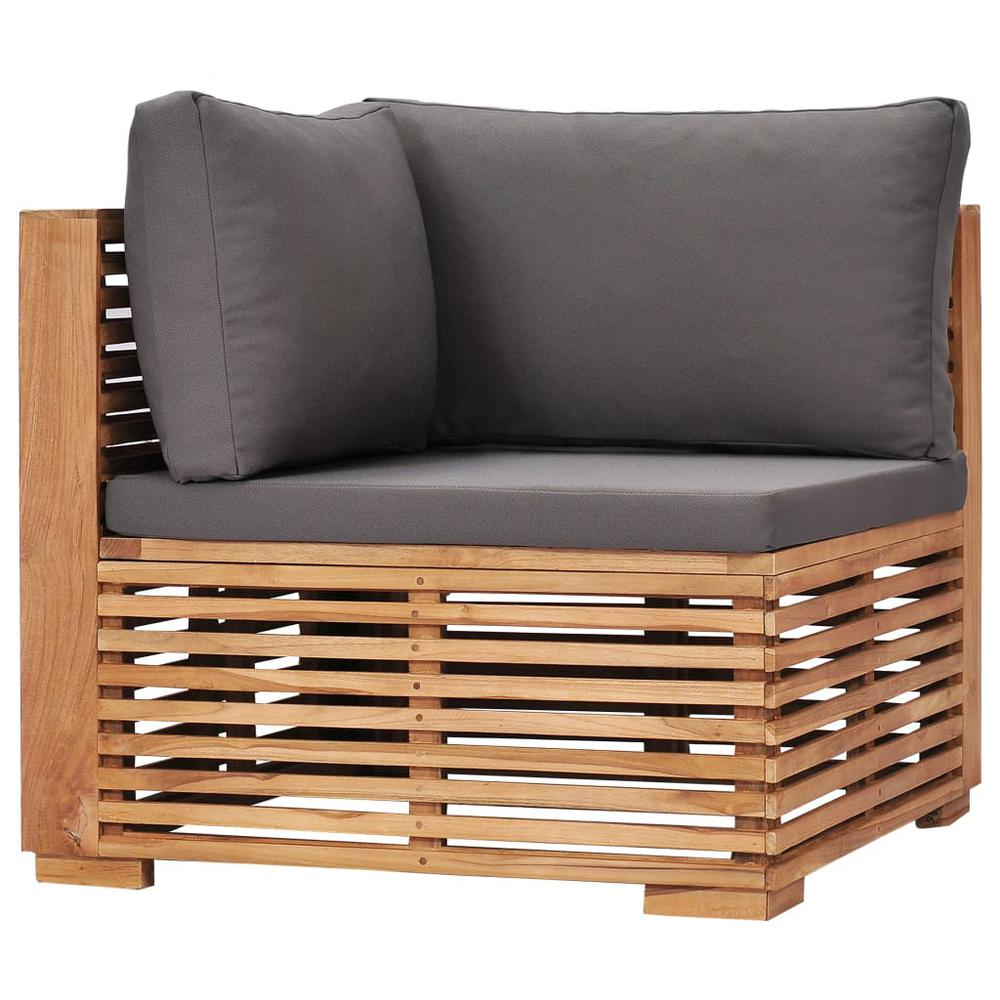 vidaXL Garden Corner Sofa with Gray Cushion Solid Teak Wood 9378