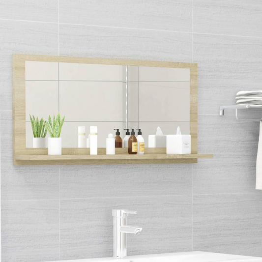 vidaXL Bathroom Mirror Sonoma Oak 31.5"x4.1"x14.6" Chipboard 4574