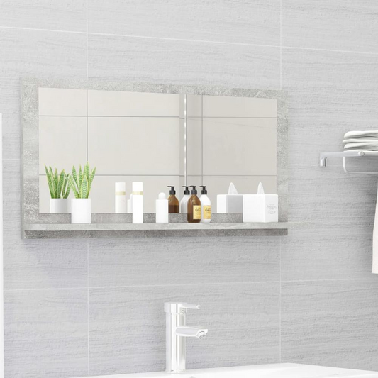 vidaXL Bathroom Mirror Concrete Gray 31.5"x4.1"x14.6" Chipboard 4575