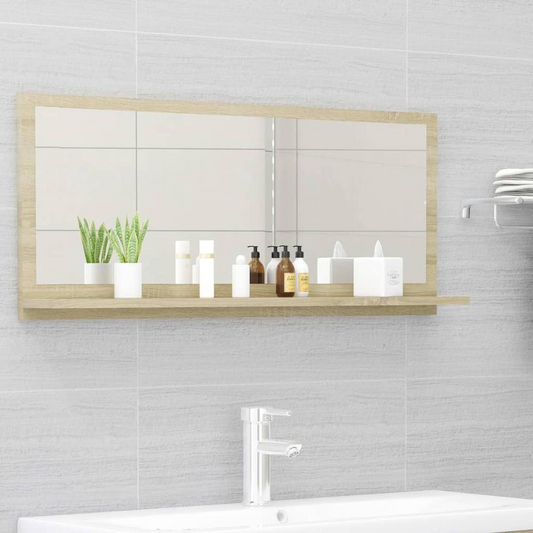 vidaXL Bathroom Mirror Sonoma Oak 35.4"x4.1"x14.6" Chipboard, 804583