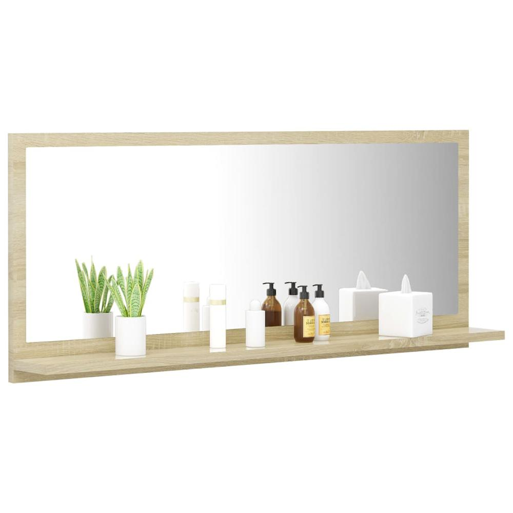 vidaXL Bathroom Mirror Sonoma Oak 35.4"x4.1"x14.6" Chipboard, 804583