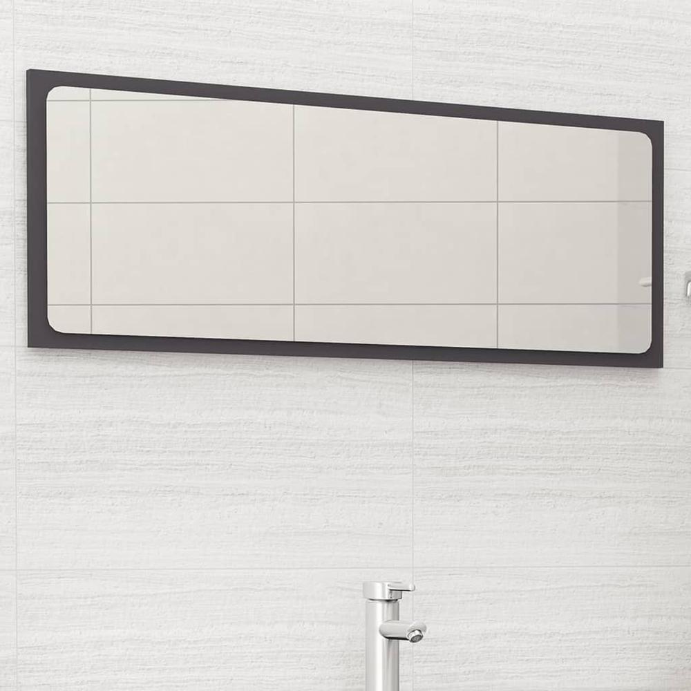 vidaXL Bathroom Mirror Gray 39.4"x0.6"x14.6" Chipboard, 804632