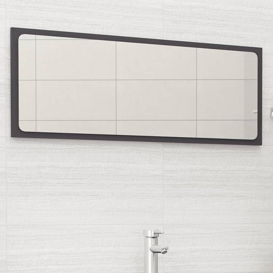 vidaXL Bathroom Mirror Gray 39.4"x0.6"x14.6" Chipboard, 804632