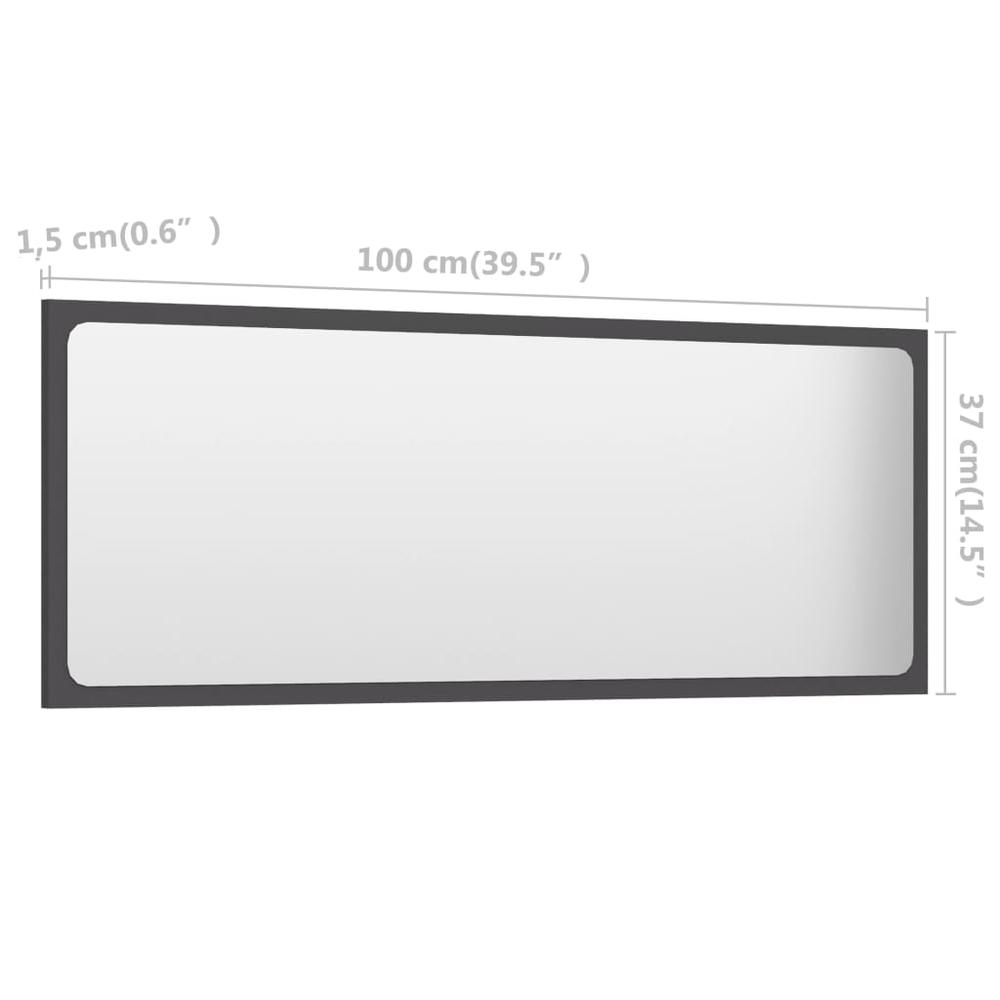 vidaXL Bathroom Mirror Gray 39.4"x0.6"x14.6" Chipboard, 804632