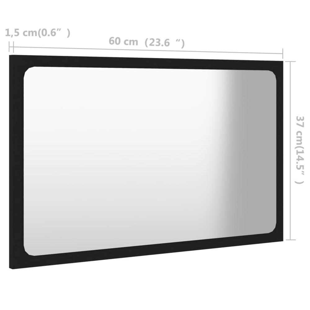 vidaXL Bathroom Mirror Black 23.6"x0.6"x14.6" Chipboard, 804607