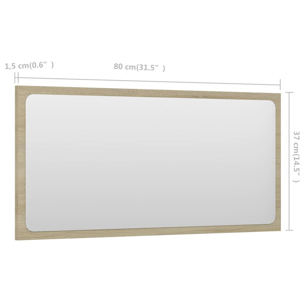 vidaXL Bathroom Mirror Sonoma Oak 31.5"x0.6"x14.6" Chipboard, 804617