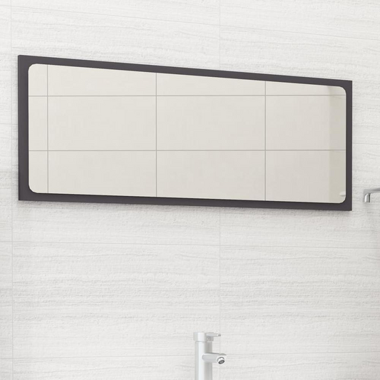 vidaXL Bathroom Mirror Gray 35.4"x0.6"x14.6" Chipboard, 804624